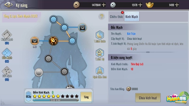 Hệ thống kinh mạch và kỹ năng trong Cẩm Y Vệ Mobile