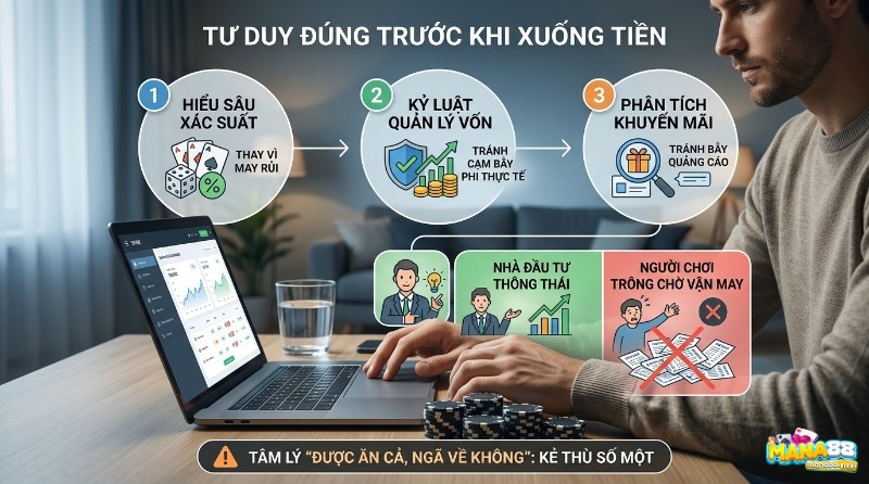 Tư duy đúng trước khi xuống tiền: hiểu xác suất, kỷ luật vốn, phân tích khuyến mãi, tránh tâm lý được ăn cả, mẹo chơi casino trực tuyến, thành nhà đầu tư thông thái