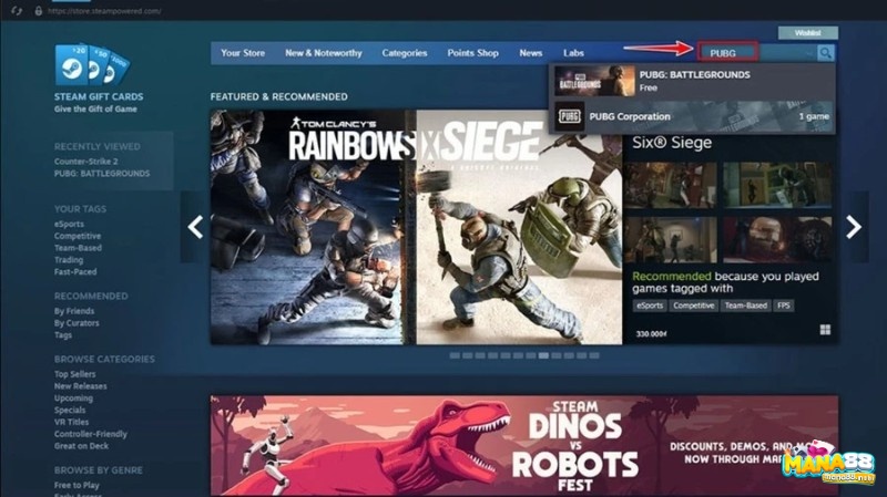 Tìm kiếm tải game pubg pc ở thanh tìm kiếm